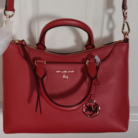 NWT Michael Kors Austin Medium Satchel-Shoulder Bag -Terracotta Pebbled Leather - Picture 1 of 16